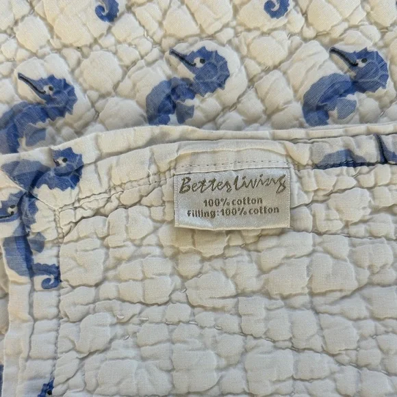 Blue Seahorse Baby Quilt - Picture 3 of 3